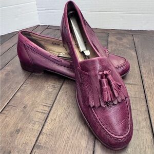 Bruno Magli Tassel Loafers Kiltie Men’s 8.5 Burgundy Leather Italy Dress Shoes